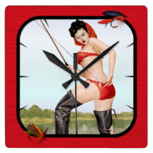 Today's Catch Fishing Pin Up Girl Clock