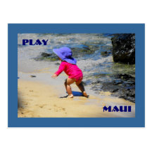 Toddler Girl Playing at Napili Bay, Maui, Hawaii Postcard