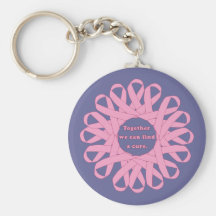 Together We Can Find a Cure Pink Ribbons Keychains