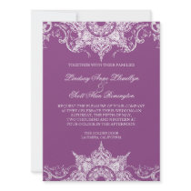 Toile Damask Swirl Wedding Invite Plum