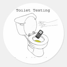 Toilet Texting Round Stickers