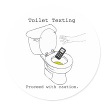 Toilet Texting Round Sticker
