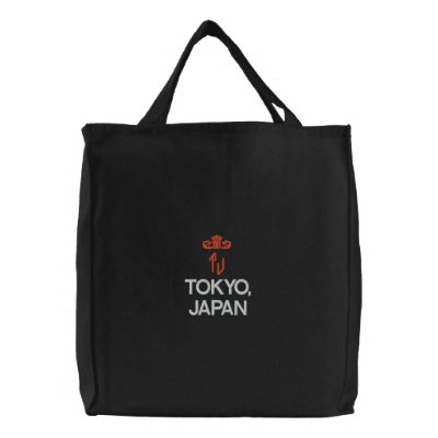 TOKYO, JAPAN BLACK TOTE CANVAS BAGS by edem13