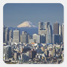 Tokyo, Shinjuku District Skyline, Mount Fuji, Stickers