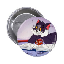 Tom And Jerry Reading Book Autographed Pinback Buttons