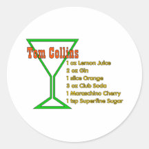 Tom Collins Round Sticker