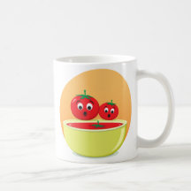 Tomatoes and tomato soup cute cartoon mug