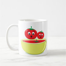 Tomatoes and tomato soup cute cartoon mug