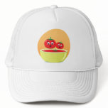 Tomatoes and tomato soup orange background cap
