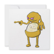 tommy tummy inside lumpy monster yellow orange custom invites