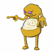 tommy tummy inside lumpy monster yellow orange photo sculpture