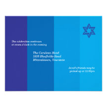Tonal Blue Bar Mitzvah Reception Invitation