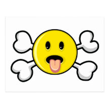 tongue smiley Skull and Crossbones Postcard