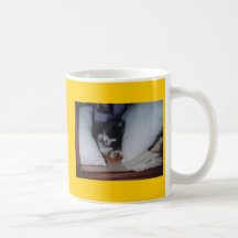 Tony among pillows coffee mug