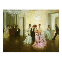 Too Early by James Tissot, Vintage Victorian Art Postcards