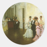 Too Early by James Tissot, Vintage Victorian Art Round Sticker