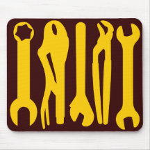 Tools - Amber on Dark Brown Mousepads