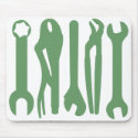 Tools - Army Green on White mousepads