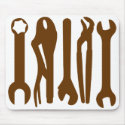 Tools - Brown on White mousepads