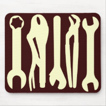 Tools - Cream on Dark Brown Mouse Pads
