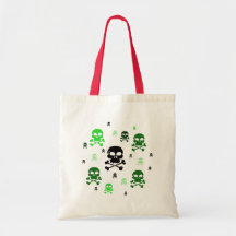 Toon Skull Collage Tote - HALLOWEEN Canvas Bag