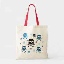 Toon Skull Collage Tote - HALLOWEEN Canvas Bags