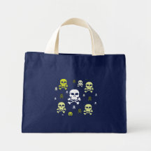Toon Skull Collage Tote - HALLOWEEN Tote Bag