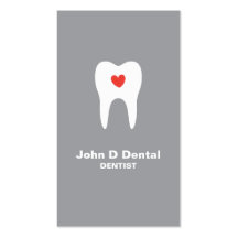 Tooth and heart grey dental dentist business card