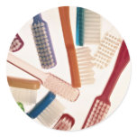 Toothbrushes in different colours and shapes stickers