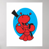 top hat and bowtie lobster print