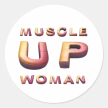 TOP Muscle Up Girl Round Stickers