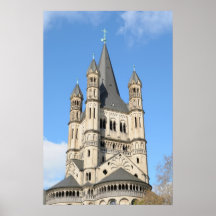 Top of church of Gross St. Martin in Koeln Print