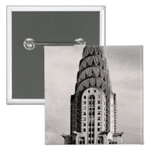 Top of the Chrysler Building NYC - B&W Pinback Button