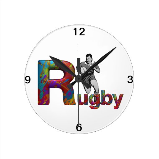 TOP Rugby Round Clocks Zazzle