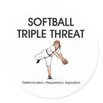 TOP Softball Triple Threat Round Stickers