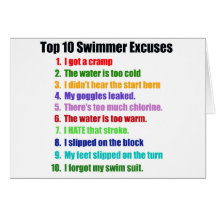 Top Ten Swimmers Excuses Card