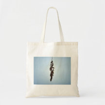 Top view of green and grey fern plant tote bag