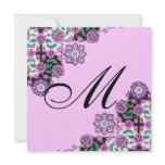 TOPKAPI BLACK  WHITE DAMASK MONOGRAM pink silver invitations