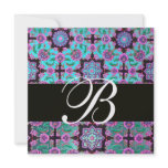 TOPKAPI BLUE  BLACK  DAMASK MONOGRAM pink green invitations