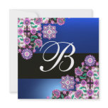 TOPKAPI BLUE BLACK  DAMASK MONOGRAM pink white invitations