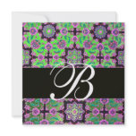 TOPKAPI GREEN BLACK  DAMASK MONOGRAM pink blue invitations