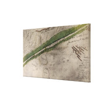 Topographical chart of the battlefield of the Litt Stretched Canvas Print