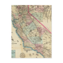 Topographical Railroad and County Map, California Post Card