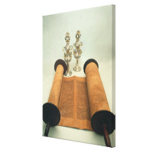 Torah scroll with Silver Crown finials Canvas Print