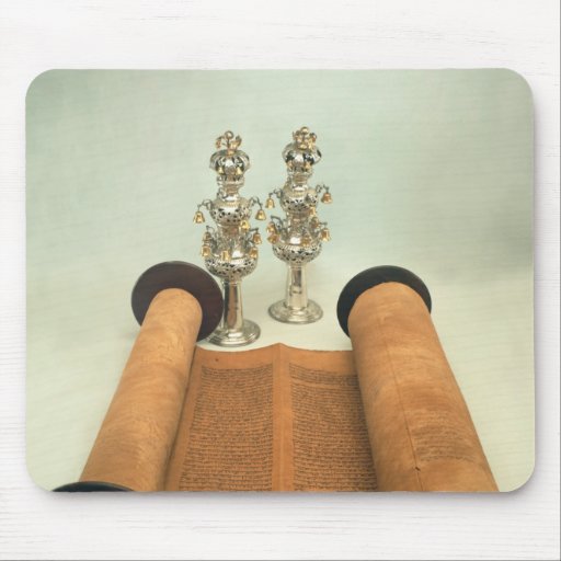 Torah scroll with Silver Crown finials Mousepads