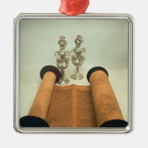 Torah scroll with Silver Crown finials Christmas Ornament