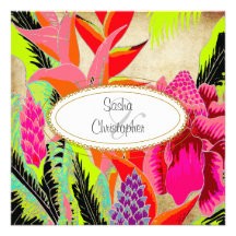 Torch Ginger+heliconia/Luau Wedding Personalised Invites