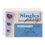 Torn Paper Hearts ~ Blue Singles Party Invitations