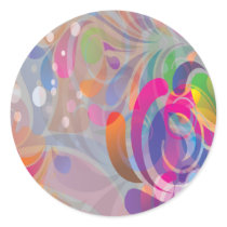 torn reto colourful abstract floral bliss round stickers