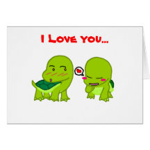 Tortoises in luv greeting card